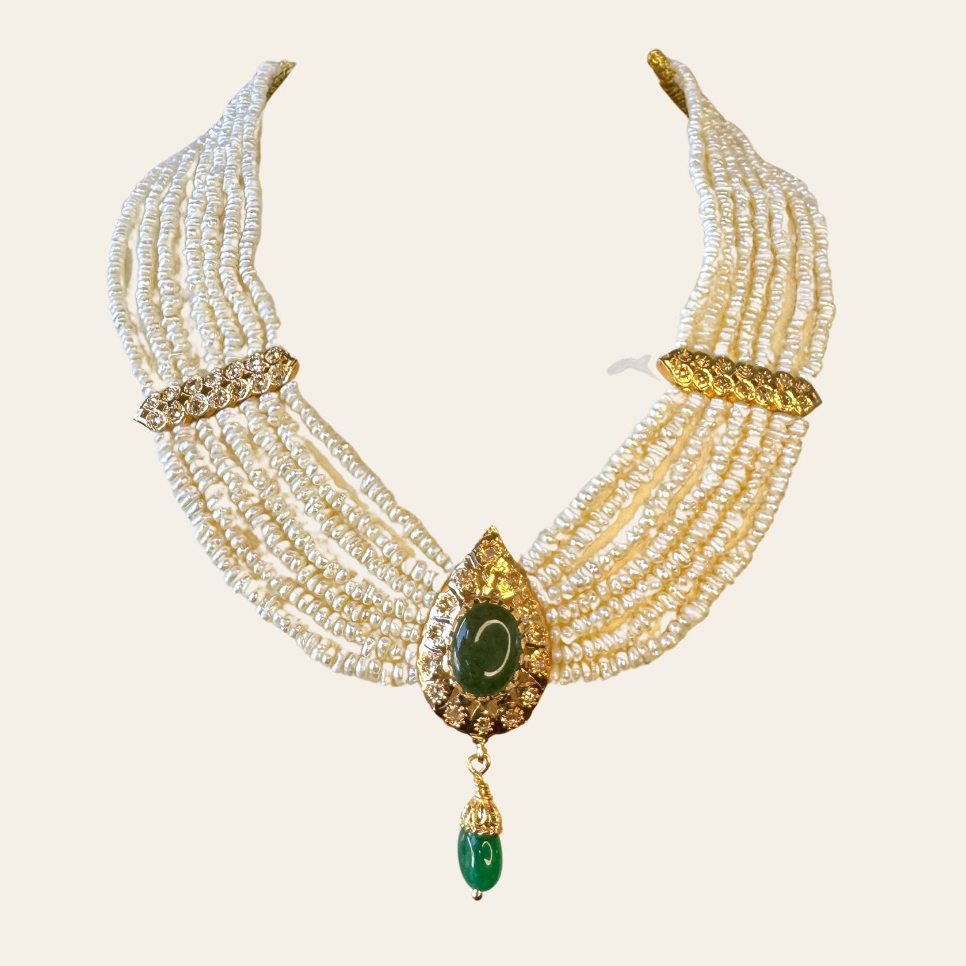 Collier Perles Naturelles avec Pendentif Goutte en ARO Rosace & Accesoires ARO