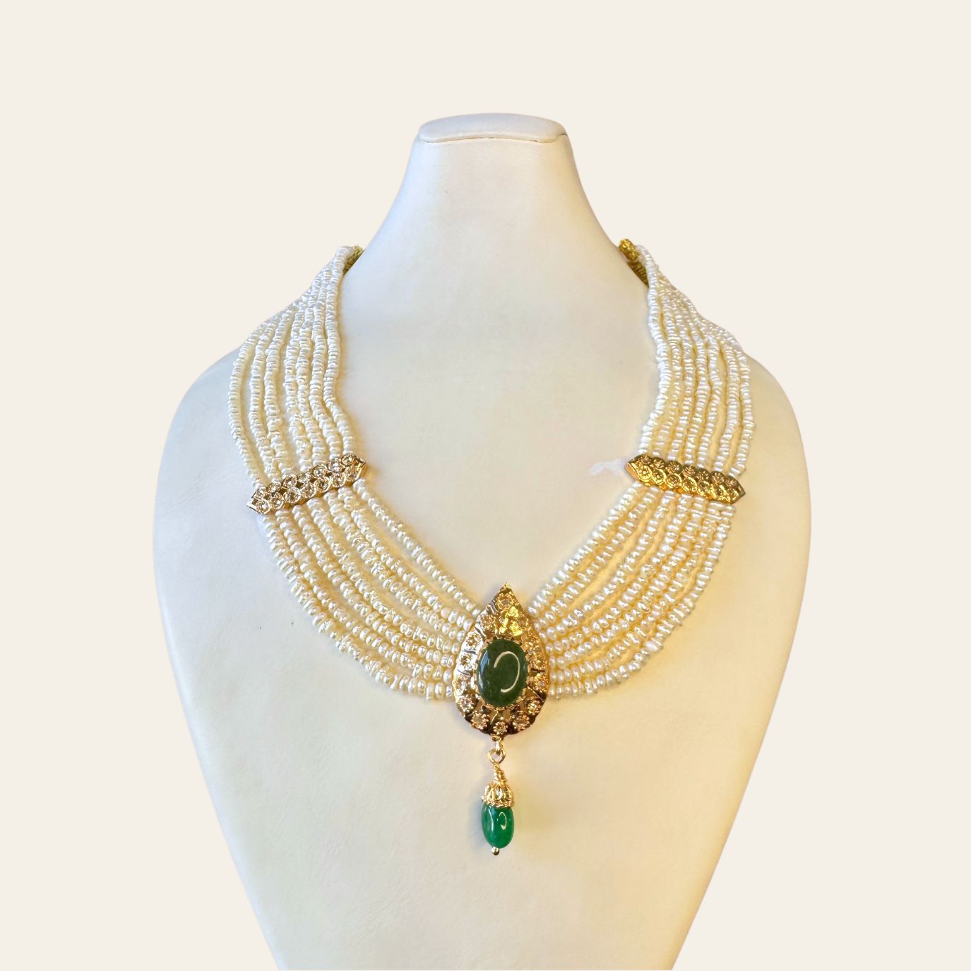 Collier Perles Naturelles avec Pendentif Goutte en ARO Rosace & Accesoires ARO